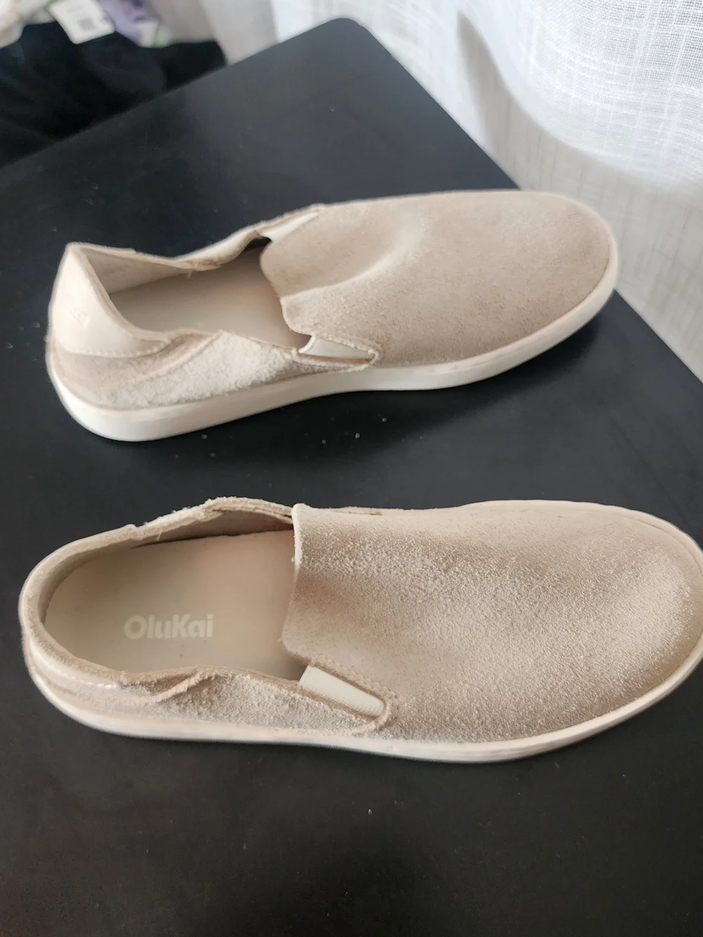Beige Suede Slip-On Sneakers for Women Size 7.5
